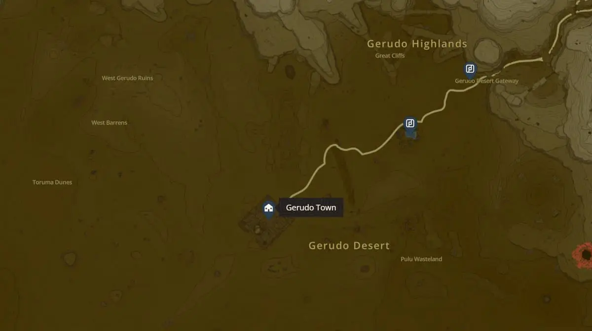 Emplacement de la ville Gerudo dans Zelda TotK