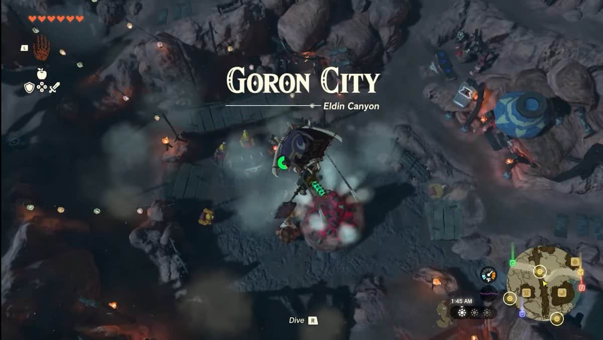 Zelda : Tears Of The Kingdom - Emplacement de la ville de Goron - Tseret