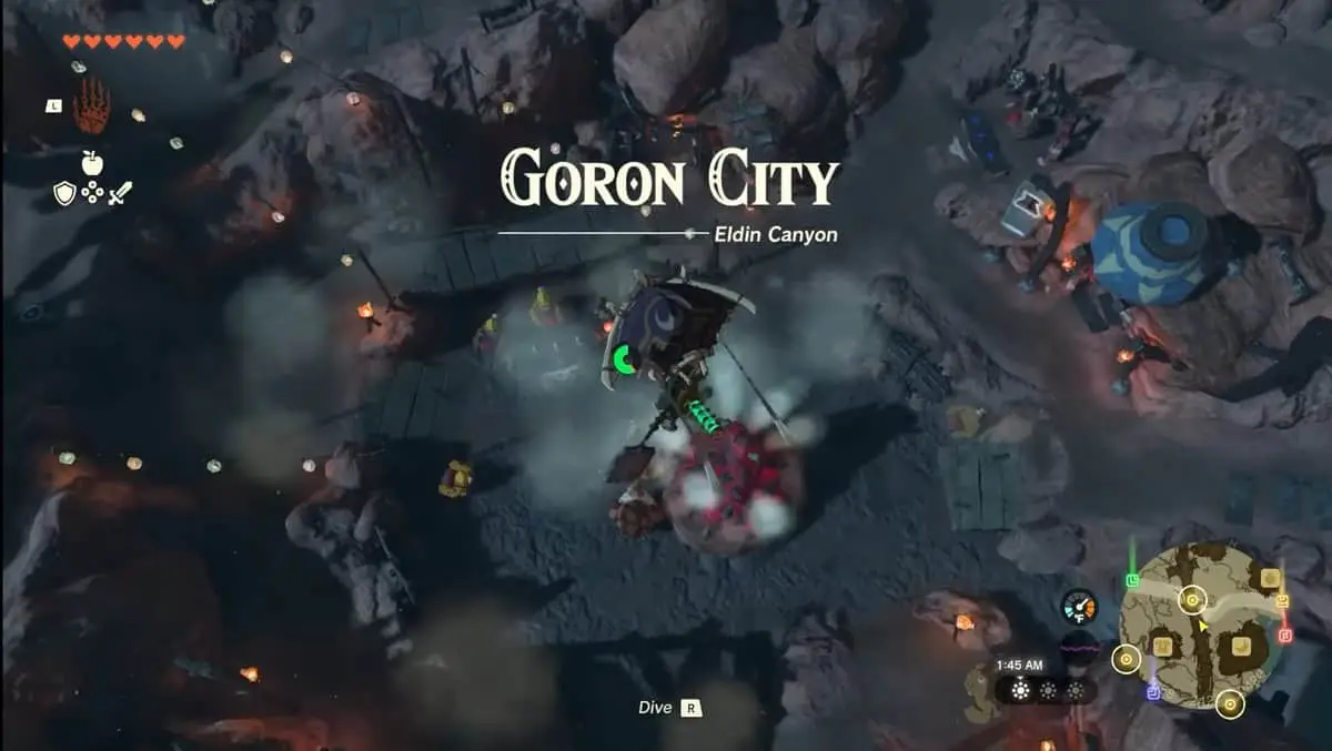 Zelda : Tears Of The Kingdom - Emplacement de la ville de Goron