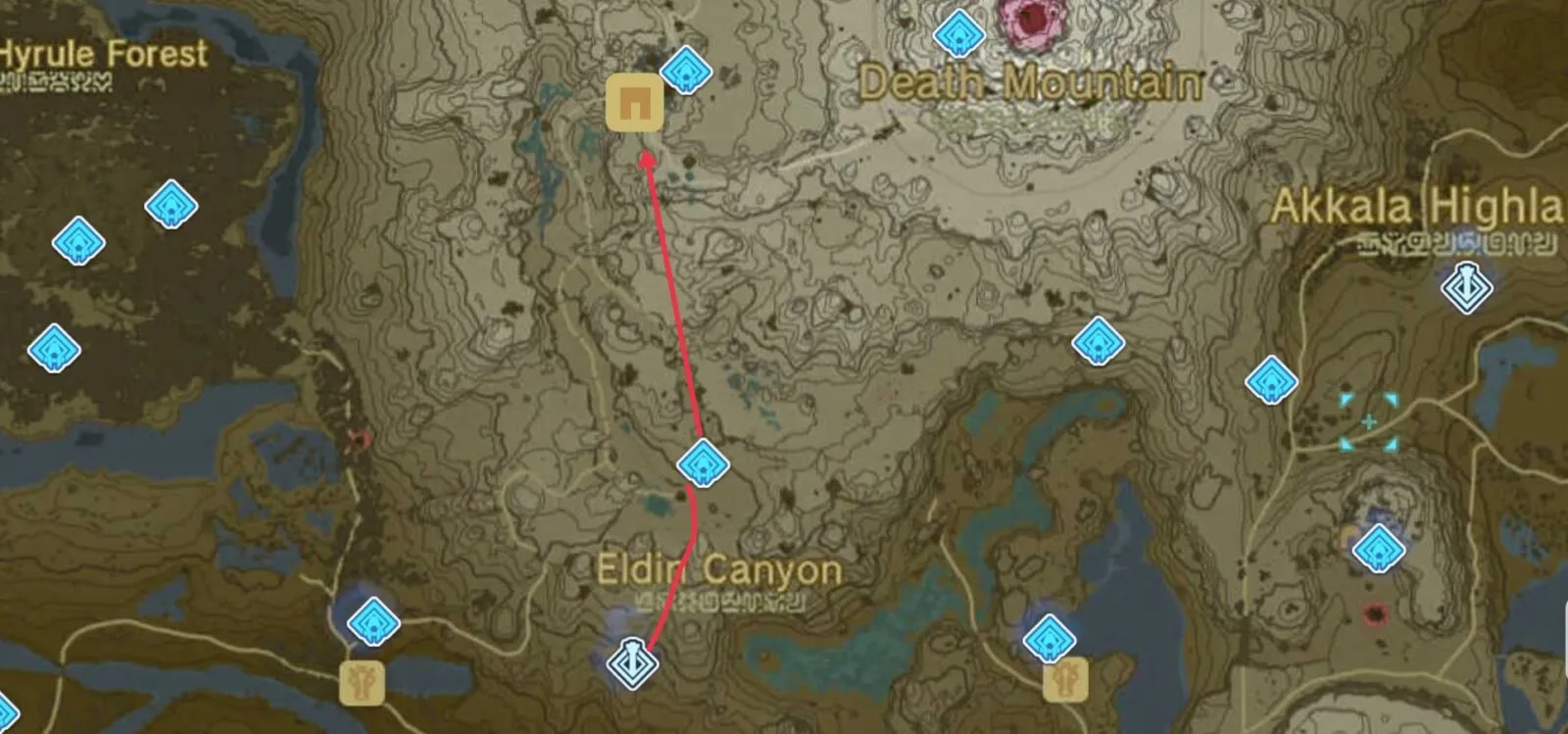 Emplacement de Goron City dans Zelda TotK