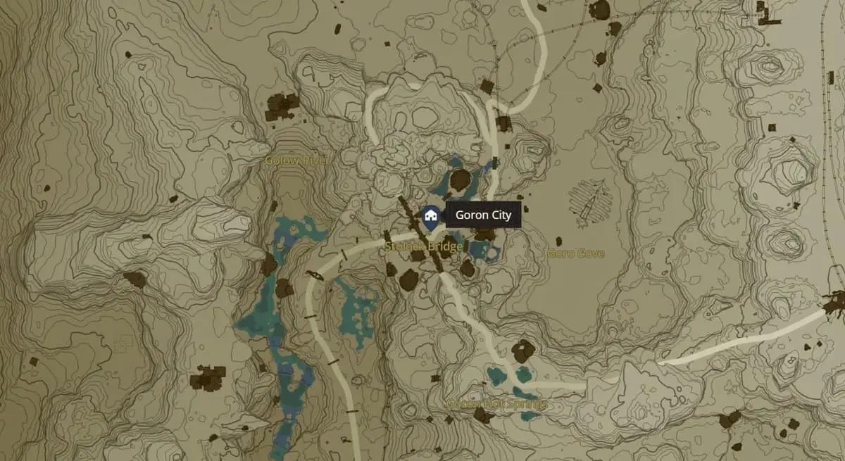 Emplacement de Goron City dans Zelda TotK