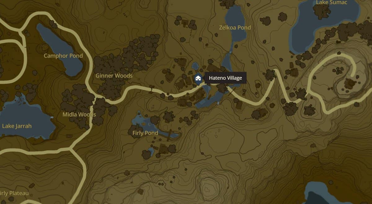 Emplacement du village Hateno dans Zelda TotK