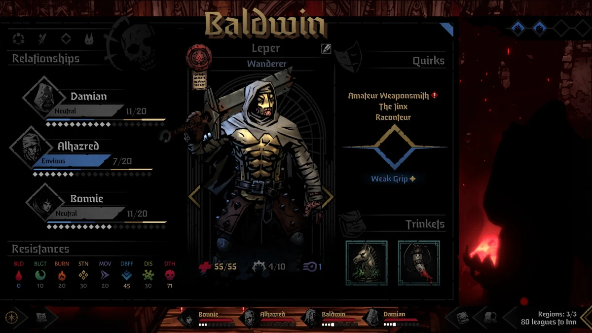 Comment établir des relations et des affinités dans l'écran de relation Darkest Dungeon 2