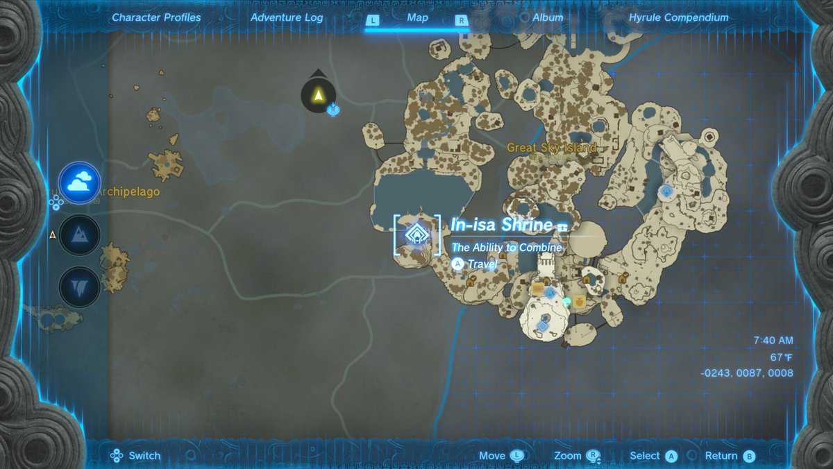 Emplacement du sanctuaire In-isa à Zelda TotK