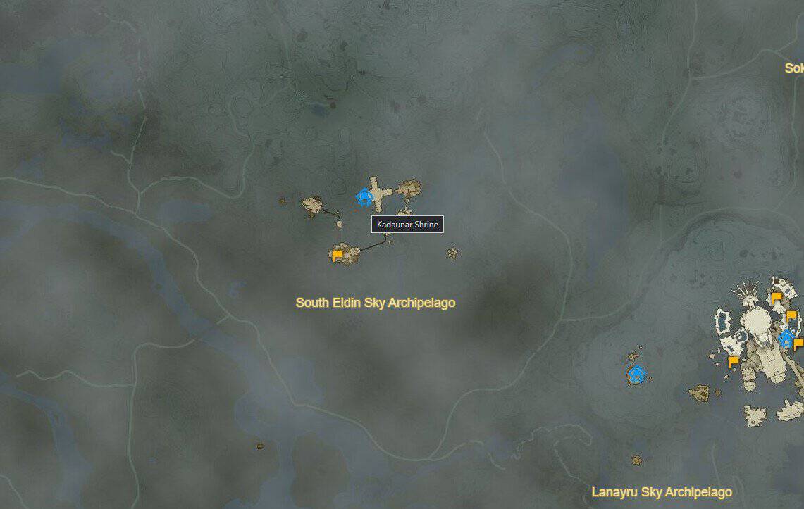 Emplacement du sanctuaire de Kadaunar dans Zelda TotK