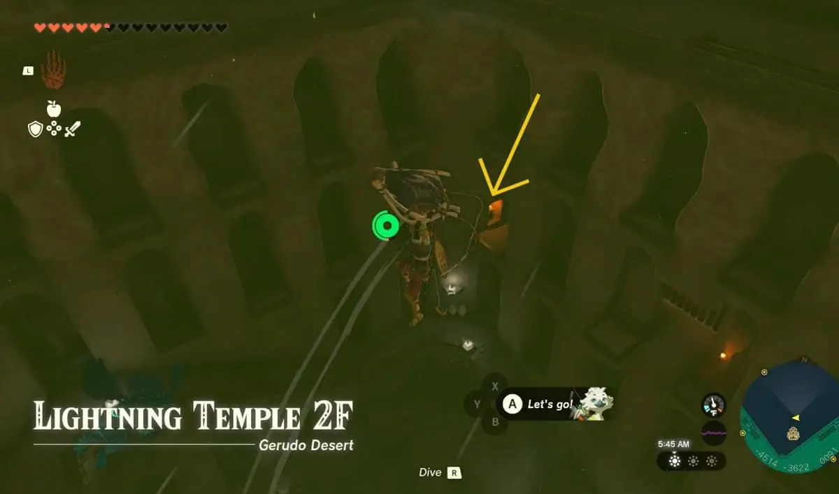 Passage Lightning Temple 2F avec le feu dans Zelda TotK