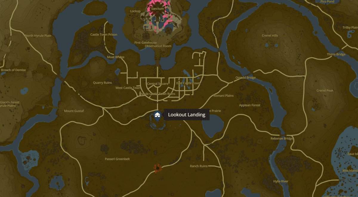Lieu d'atterrissage du belvédère dans Zelda TotK