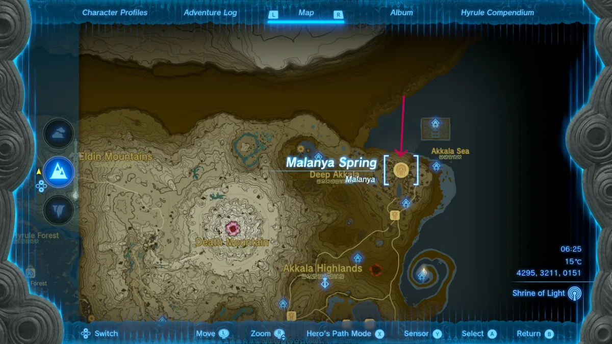 Emplacement de Malanya dans Zelda Tears Of The Kingdom