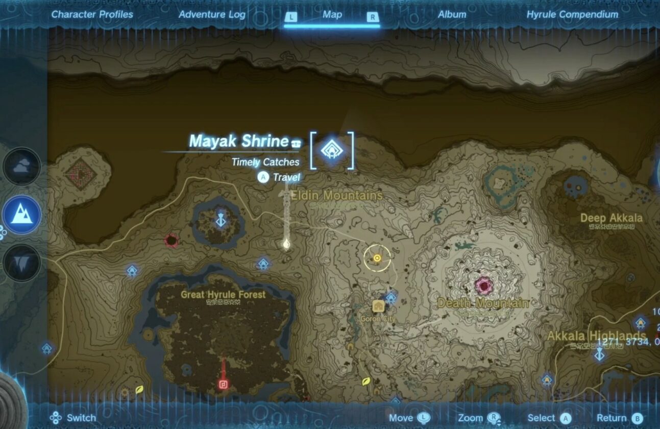 Emplacement du sanctuaire Mayak dans Zelda TotK