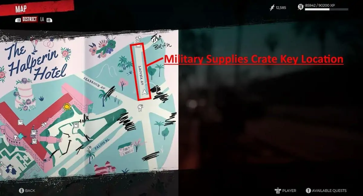 Emplacement de la clé de la mallette de fournitures militaires dans Dead Island 2