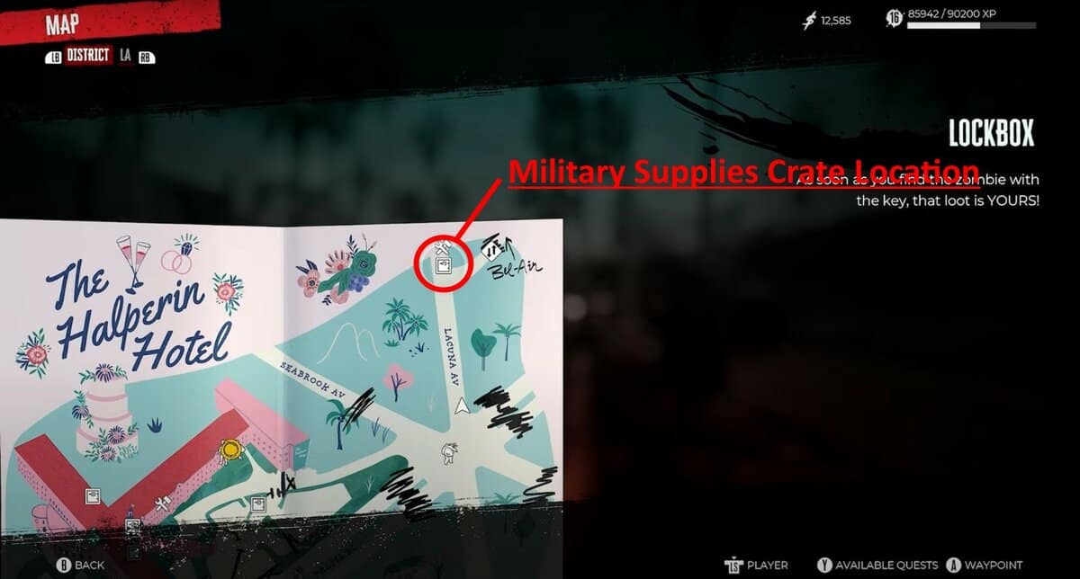 Emplacement de la caisse de fournitures militaires dans Dead Island 2