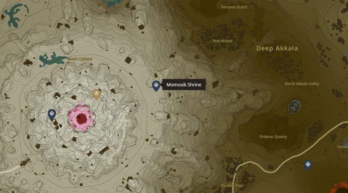 Emplacement du sanctuaire Momosik à Zelda TotK