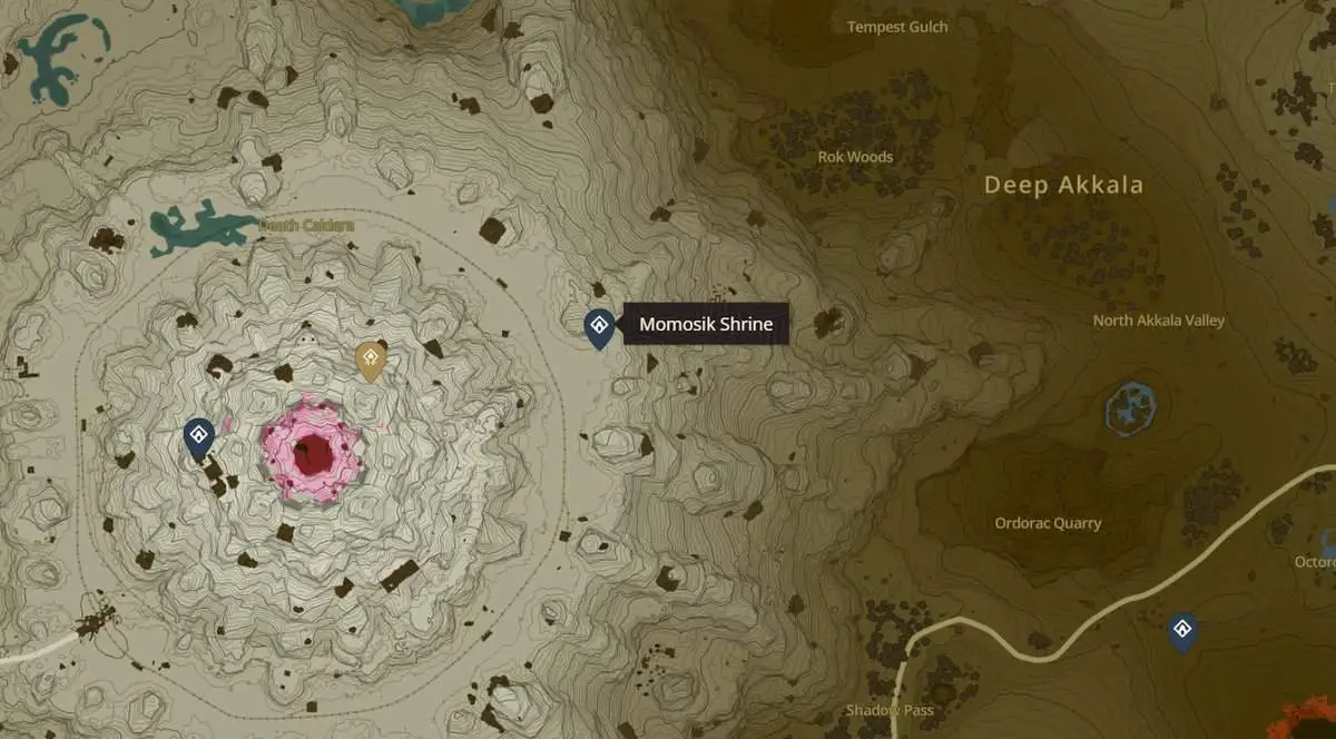 Emplacement du sanctuaire Momosik à Zelda TotK
