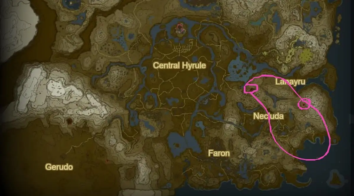 Naydra, l'emplacement du dragon de givre dans Zelda TotK