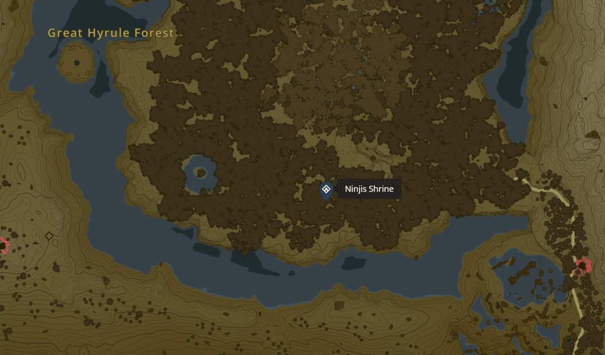 Emplacement du sanctuaire Ninjis dans Zelda TotK