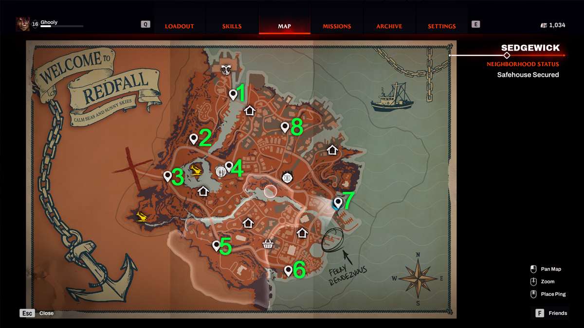 Carte des marqueurs de voyage rapide Redfall