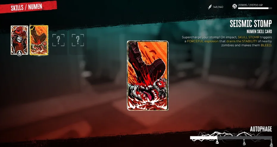 Carte de compétence Seismic Stomp Numen dans Dead Island 2