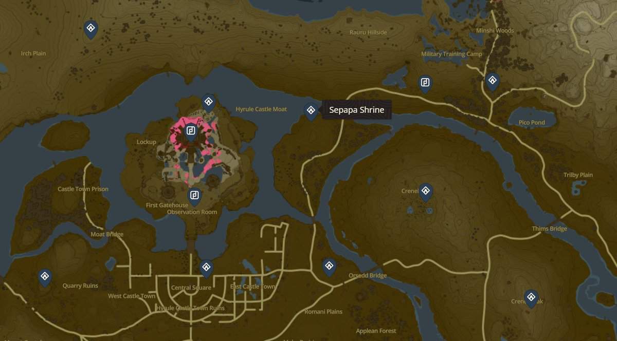 Emplacement du sanctuaire Sepapa à Zelda TotK