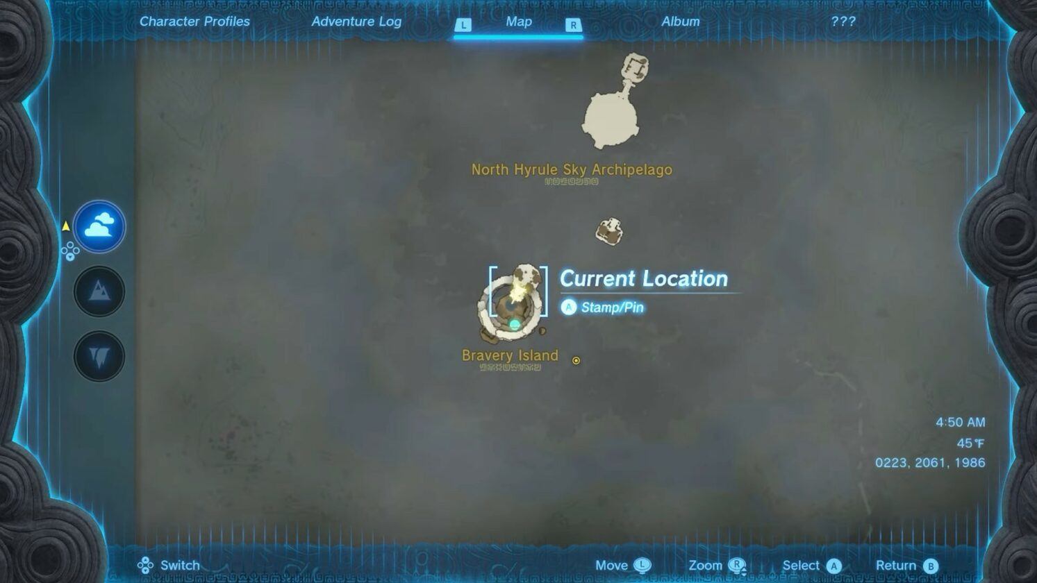 Emplacement de l'île de bravoure du sanctuaire de Simosiwak dans Zelda TotK