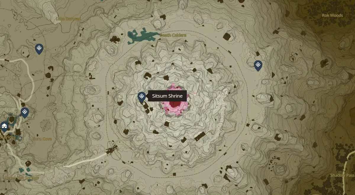 Emplacement du sanctuaire de Sitsum dans Zelda TotK