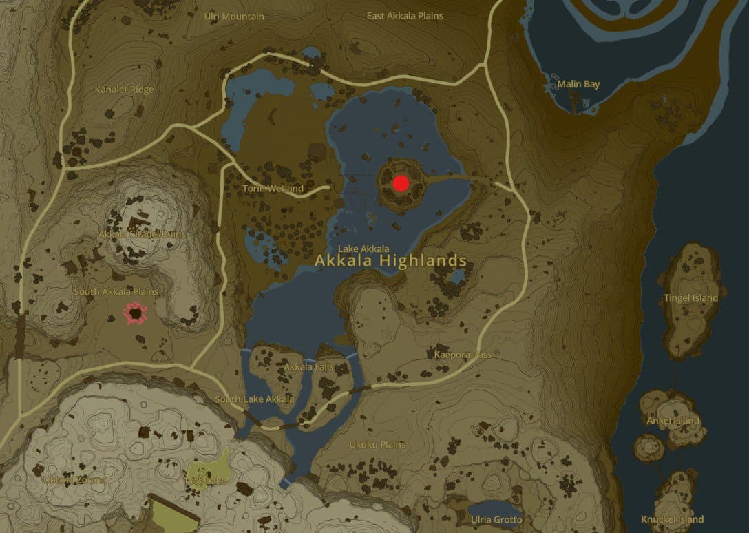 Emplacement de la ville de Tarrey dans Zelda TotK