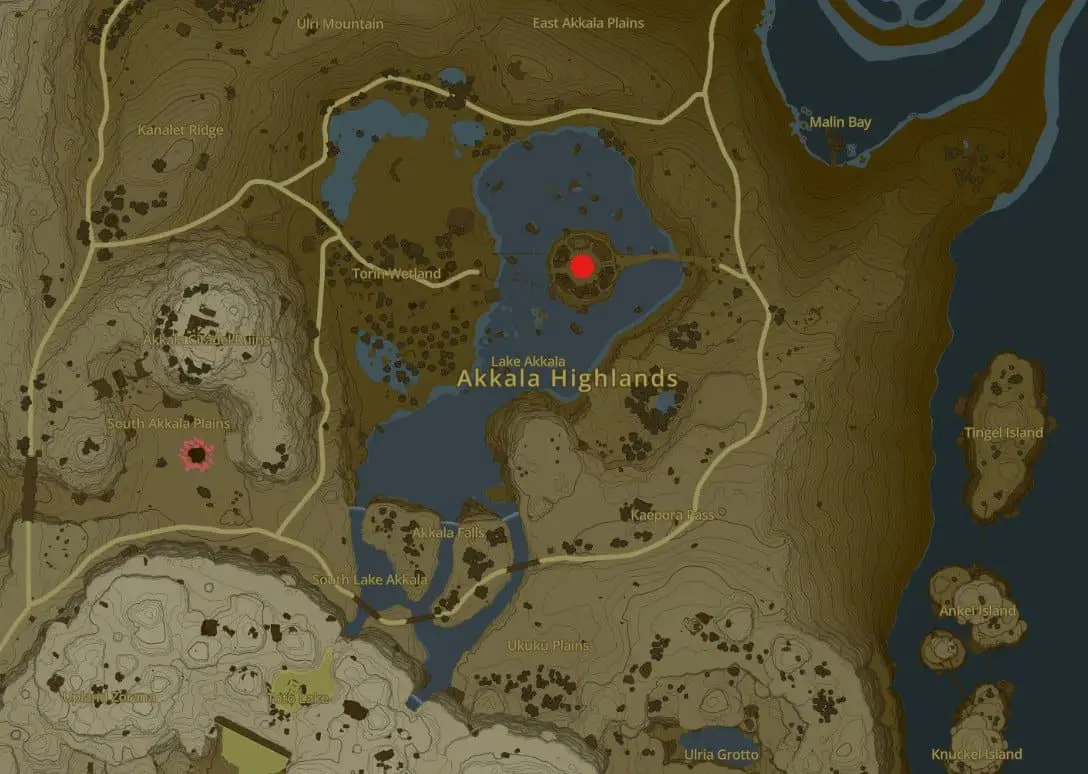 Emplacement de la ville de Tarrey dans Zelda TotK