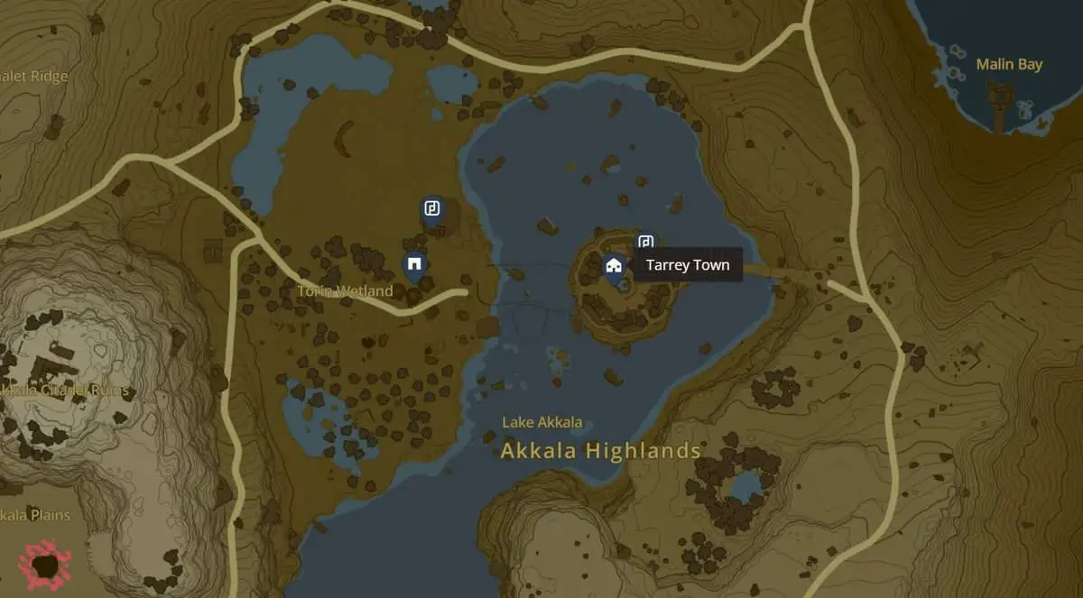 Emplacement de la ville goudronneuse dans Zelda TotK
