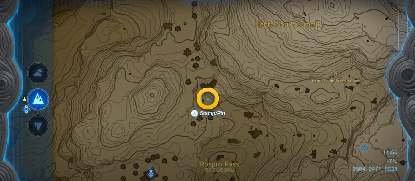 Emplacement de la quête de la grotte bloquée dans Tears of the Kingdom