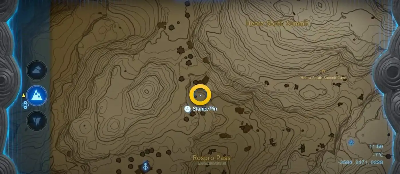 Emplacement de la quête de la grotte bloquée dans Tears of the Kingdom