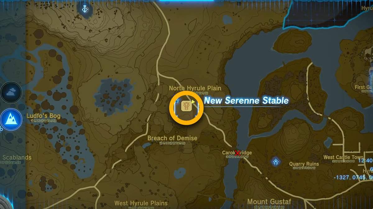 Emplacement de la quête Horse-Drawn Dreams dans Tears of the Kingdom