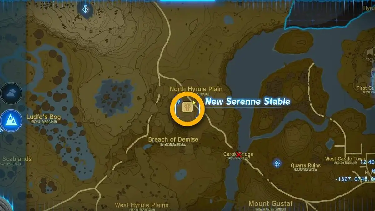 Emplacement de la quête Horse-Drawn Dreams dans Tears of the Kingdom