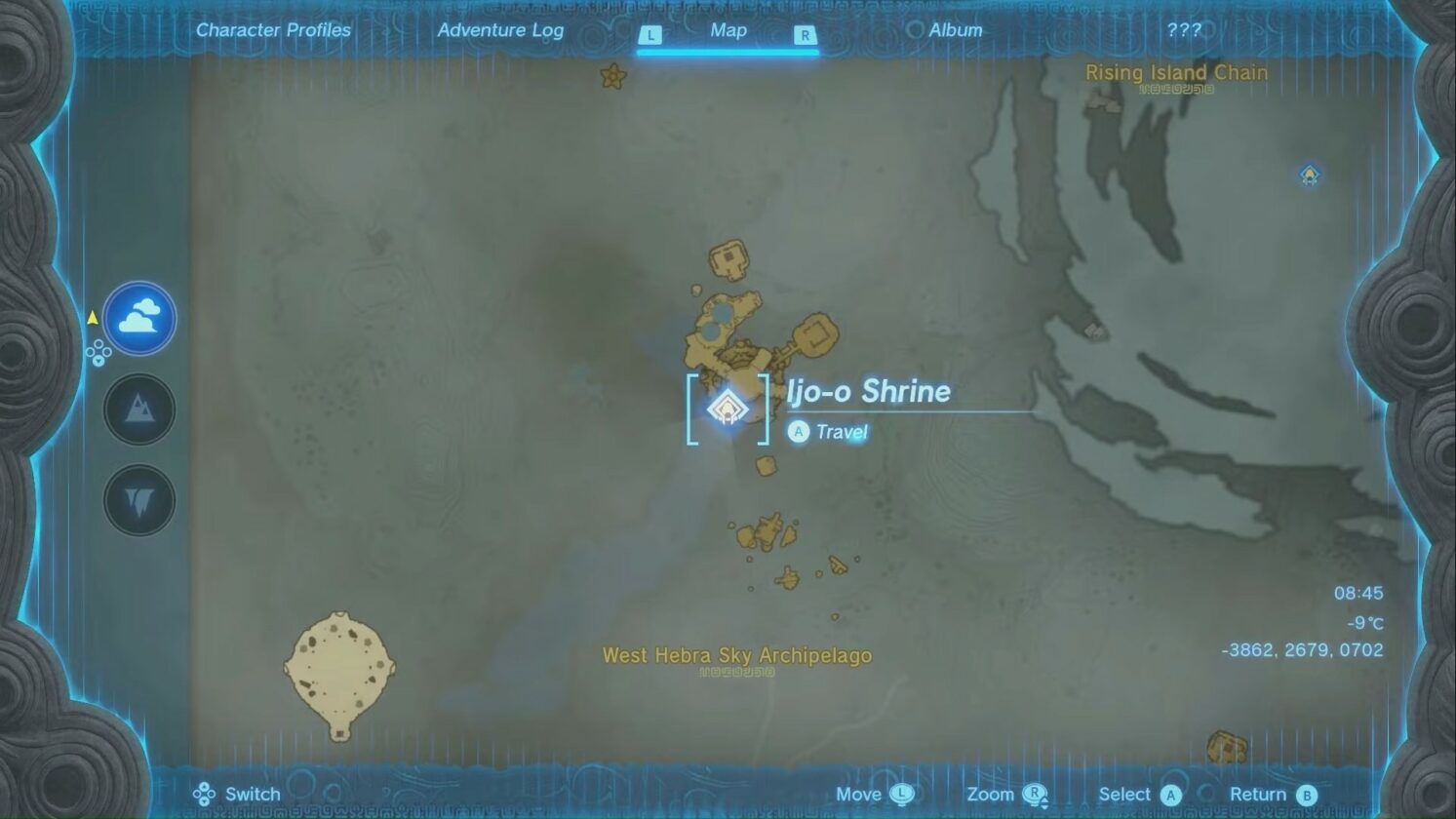 Emplacement de la carte du sanctuaire Ijo-o dans Tears of the Kingdom