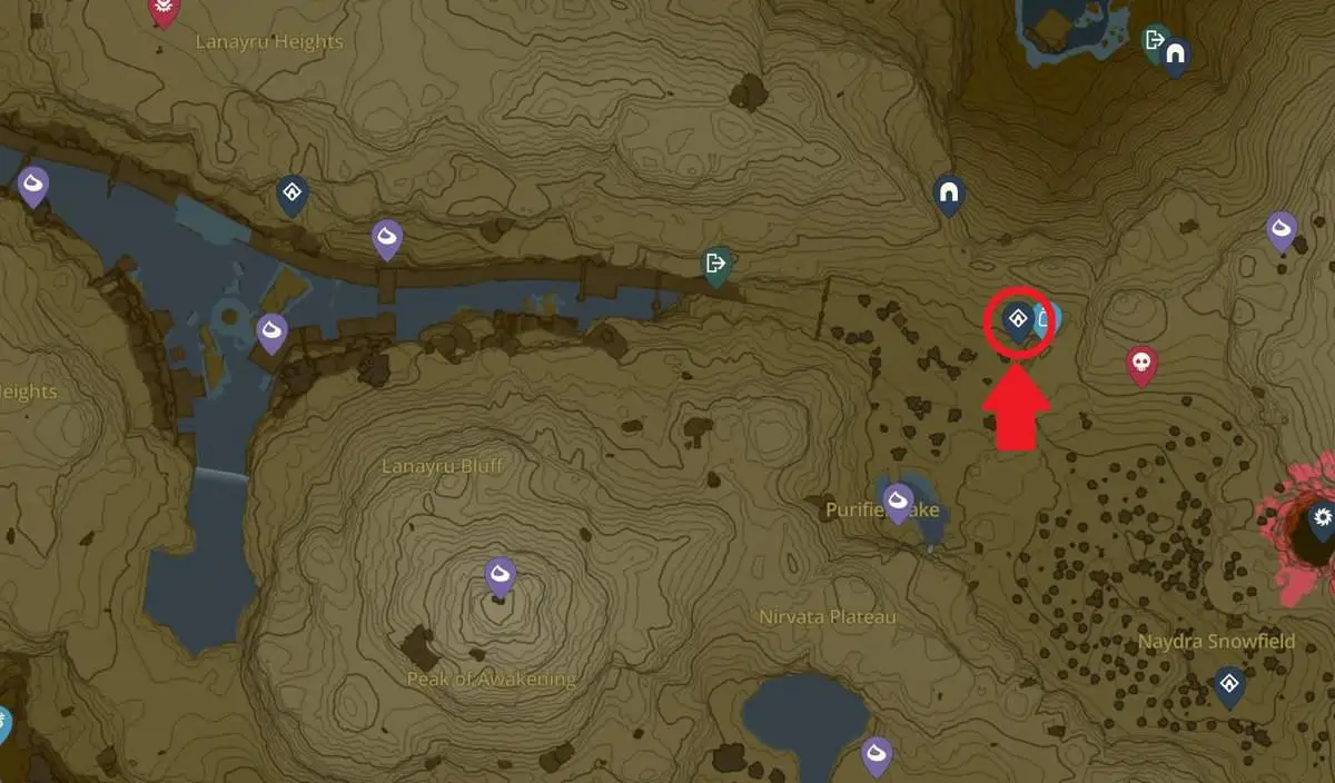 Emplacement de la carte du sanctuaire de Jogou dans Tears of the Kingdom
