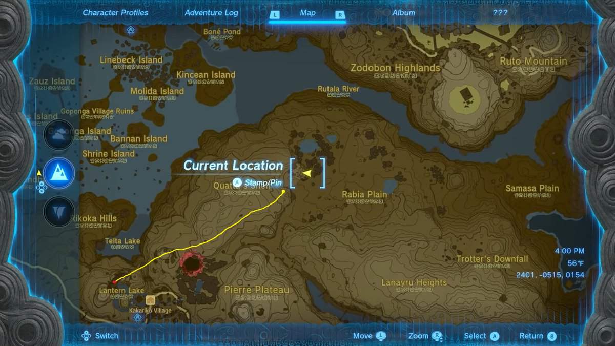 Emplacement de la carte du sanctuaire de Kurakat dans Tears of the Kingdom