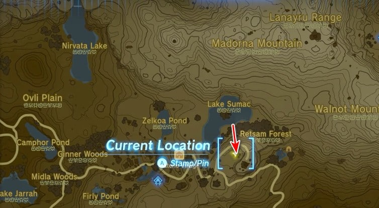 Emplacement de la carte du sanctuaire Mayahisik dans Tears of the Kingdom