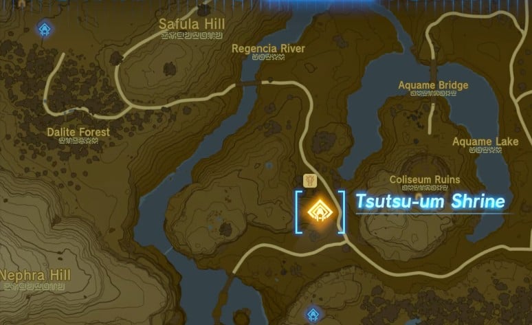 Emplacement de la carte du sanctuaire Tsutsu-um dans Tears of the Kingdom