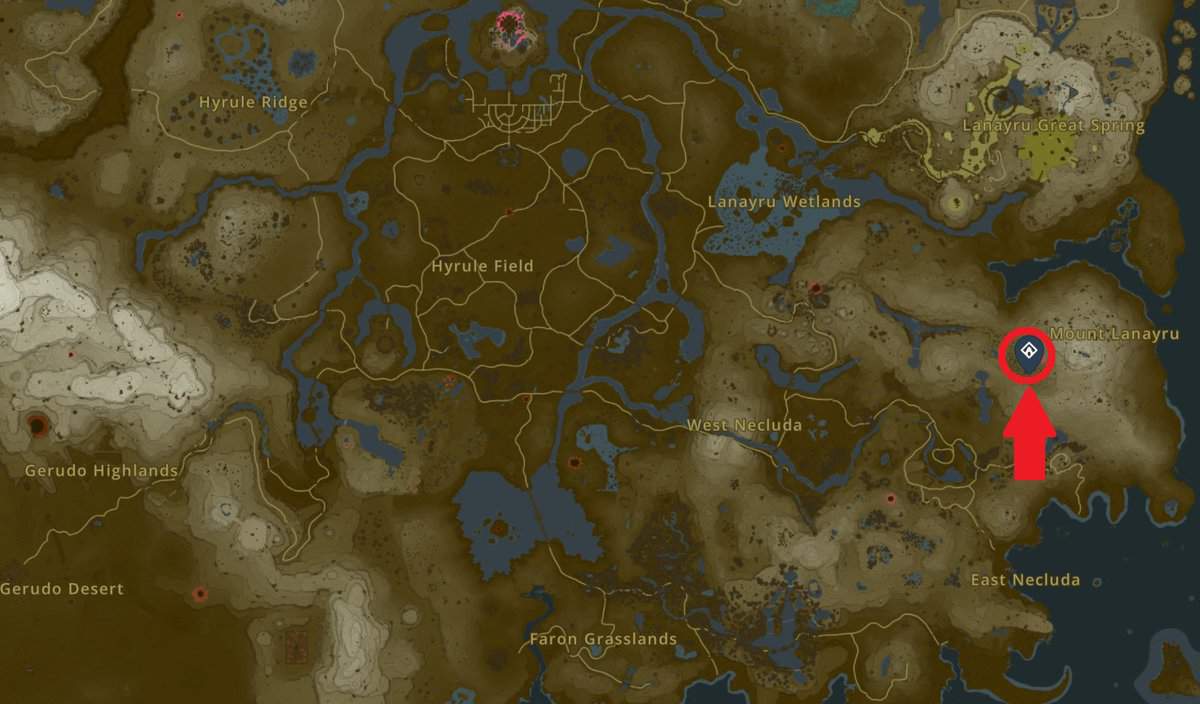 Emplacement de la carte du sanctuaire de Zakusu dans Tears of the Kingdom.