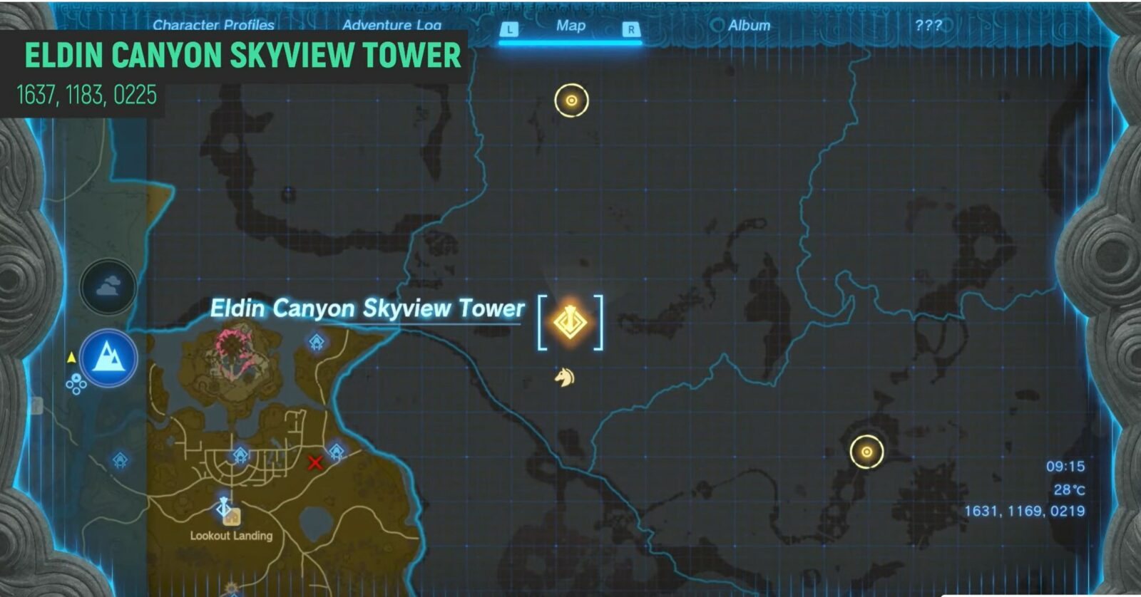 Emplacement de la carte Eldin dans Tears of the Kingdom