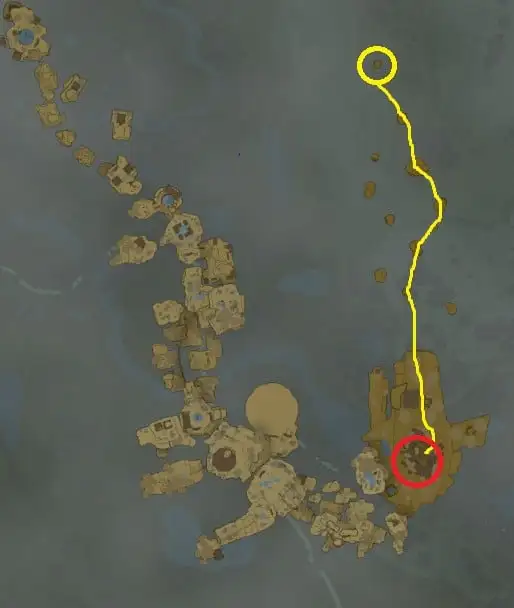 Itinéraire de localisation du sanctuaire Joku-u de Faron dans Tears of the Kingdom