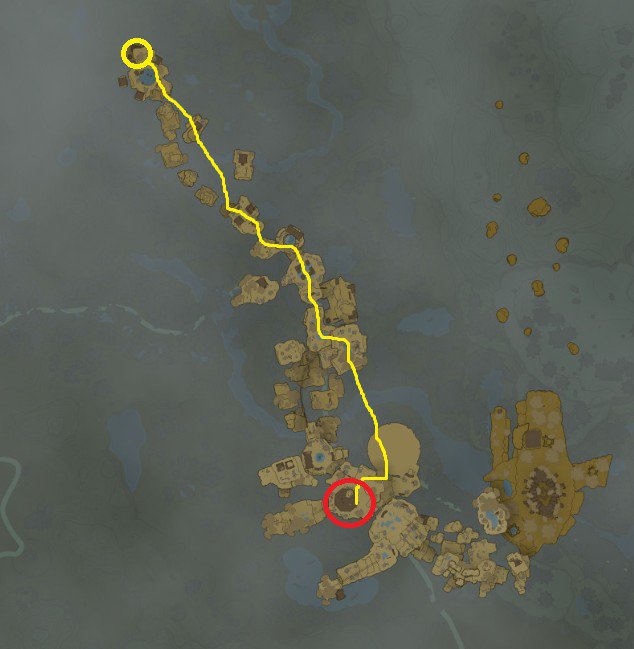 Itinéraire de localisation du sanctuaire Joku-usin de Faron dans Tears of the Kingdom