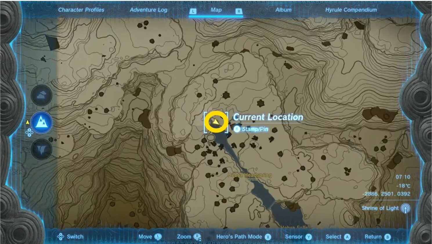 Emplacement de la carte du pantalon Frostbite dans Tears of the Kingdom