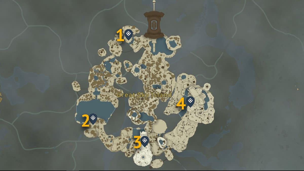 Zelda Tears Of The Kingdom Tous les emplacements des sanctuaires
