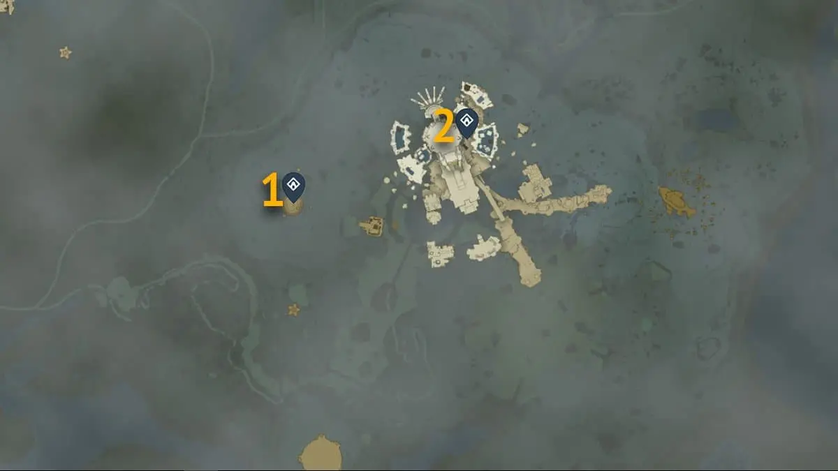 Emplacements sur la carte des sanctuaires célestes de Lanayru dans Tears of the Kingdom