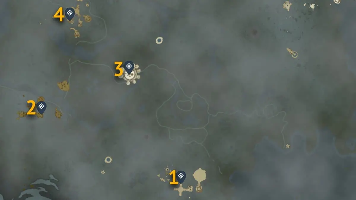 Emplacements sur la carte des sanctuaires célestes de Necluda dans Tears of the Kingdom