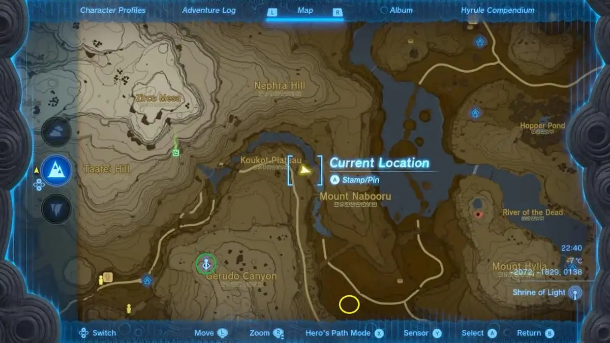Emplacement de la carte du sanctuaire Rakakudaj dans Tears of the Kingdom
