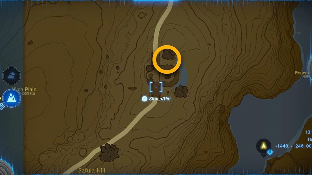 Emplacement de la carte du cheval squelettique dans Tears of the Kingdom
