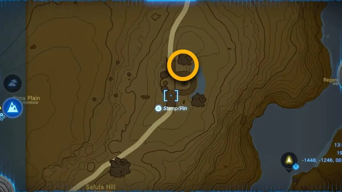 Emplacement de la carte du cheval squelettique dans Tears of the Kingdom