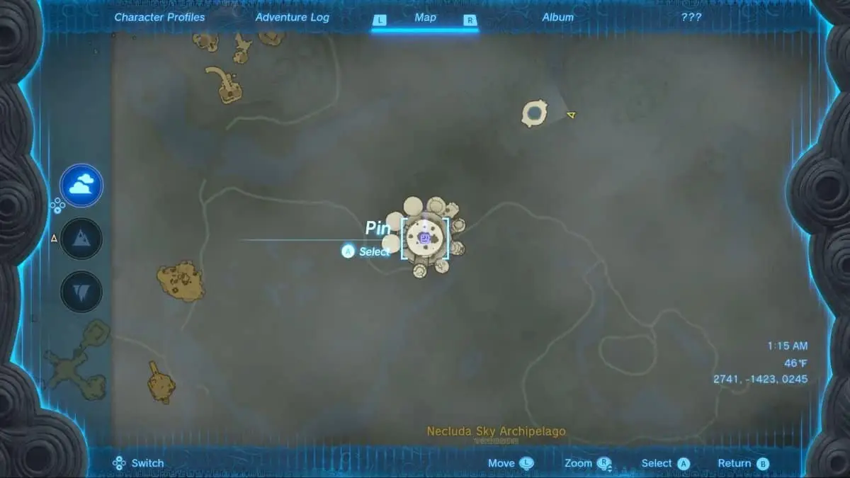 Emplacement de la carte Zoanite Waistguard dans Tears of the Kingdom