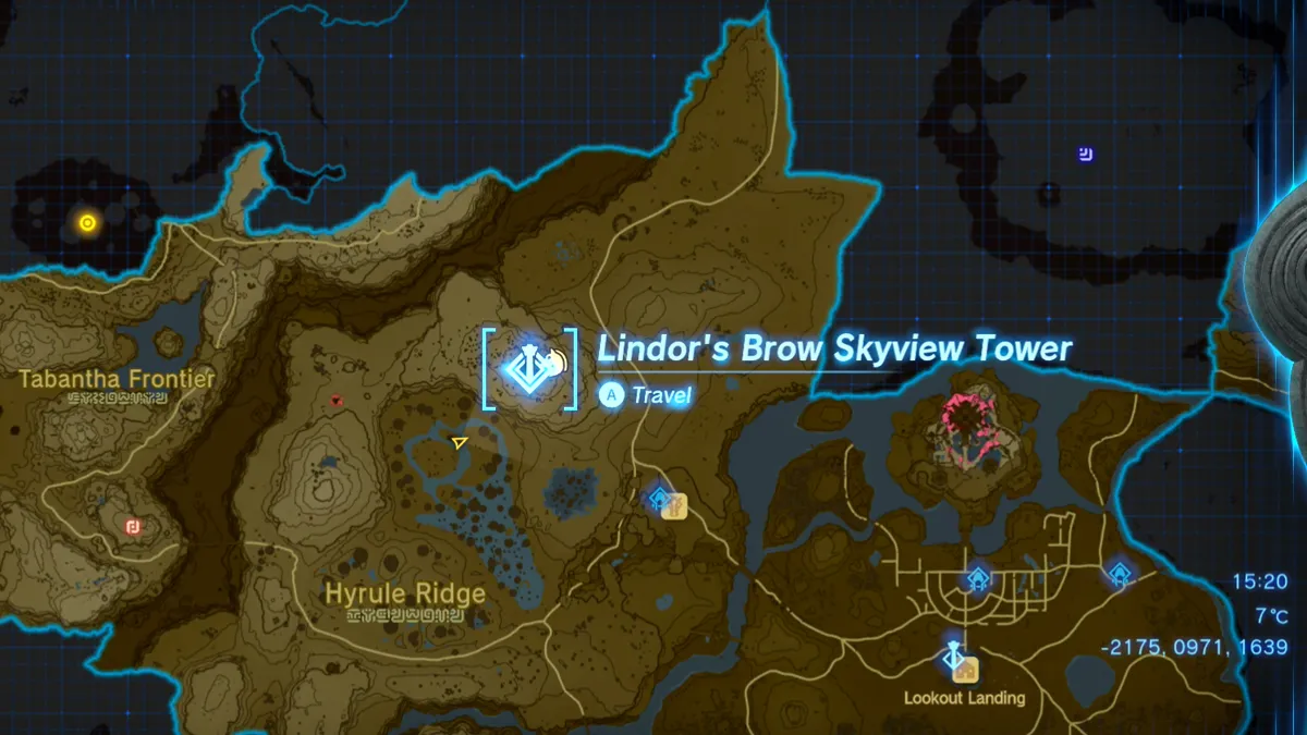 Larmes du Royaume Lindors Brow Skyview Emplacement