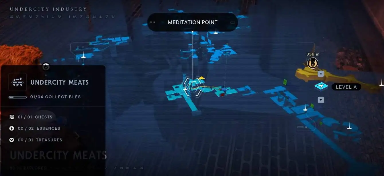 Emplacement prioritaire des fragments Undercity Meats dans Jedi Survivor